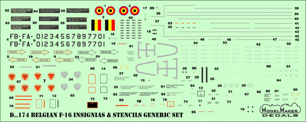 Décalcomanies ModelMaker D48178 F-16 belge 75e anniversaire 1/48  – immagine 4