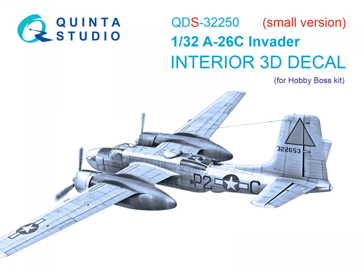 Intérieur imprimé en 3D et coloré sur papier décalcomanie Quinta Studio QDS-32250 A-26C Invader (Hobby Boss) (avec pièces en résine imprimées en 3D) 1/32 