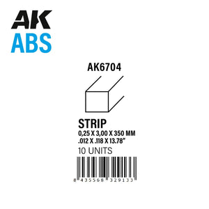 AK Interactive AK6704 STRIPS 0.25 X 3.00 X 350MM – ABS STRIP – 10 UNITS PER BAG – zdjęcie 2
