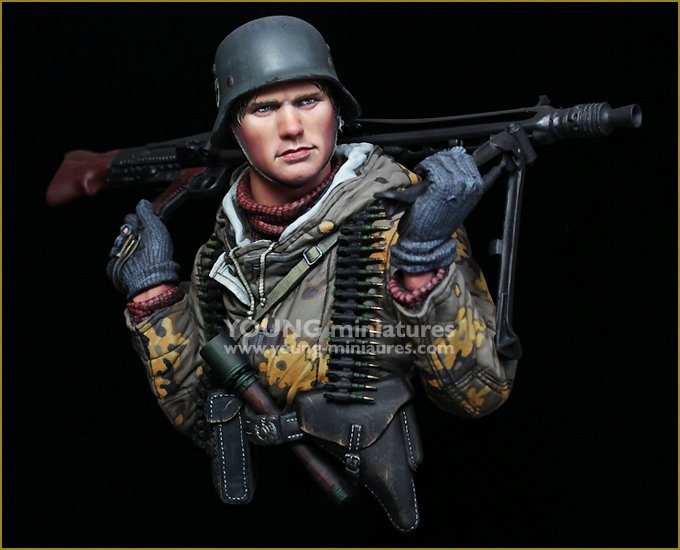 Figurine Young Miniatures YM1882, mitrailleur allemand, front de l'Est, Seconde Guerre mondiale, échelle 1/10