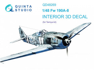 Intérieur imprimé en 3D et coloré sur papier décalcomanie Quinta Studio QD48269 Fw 190A-8 (Tamiya) 1/48