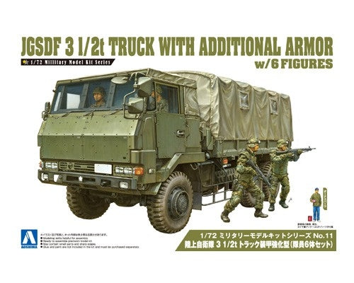 Camion Aoshima 01208 JGSDF 3 1/2t avec blindage additionnel et 6 figurines, échelle 1/72