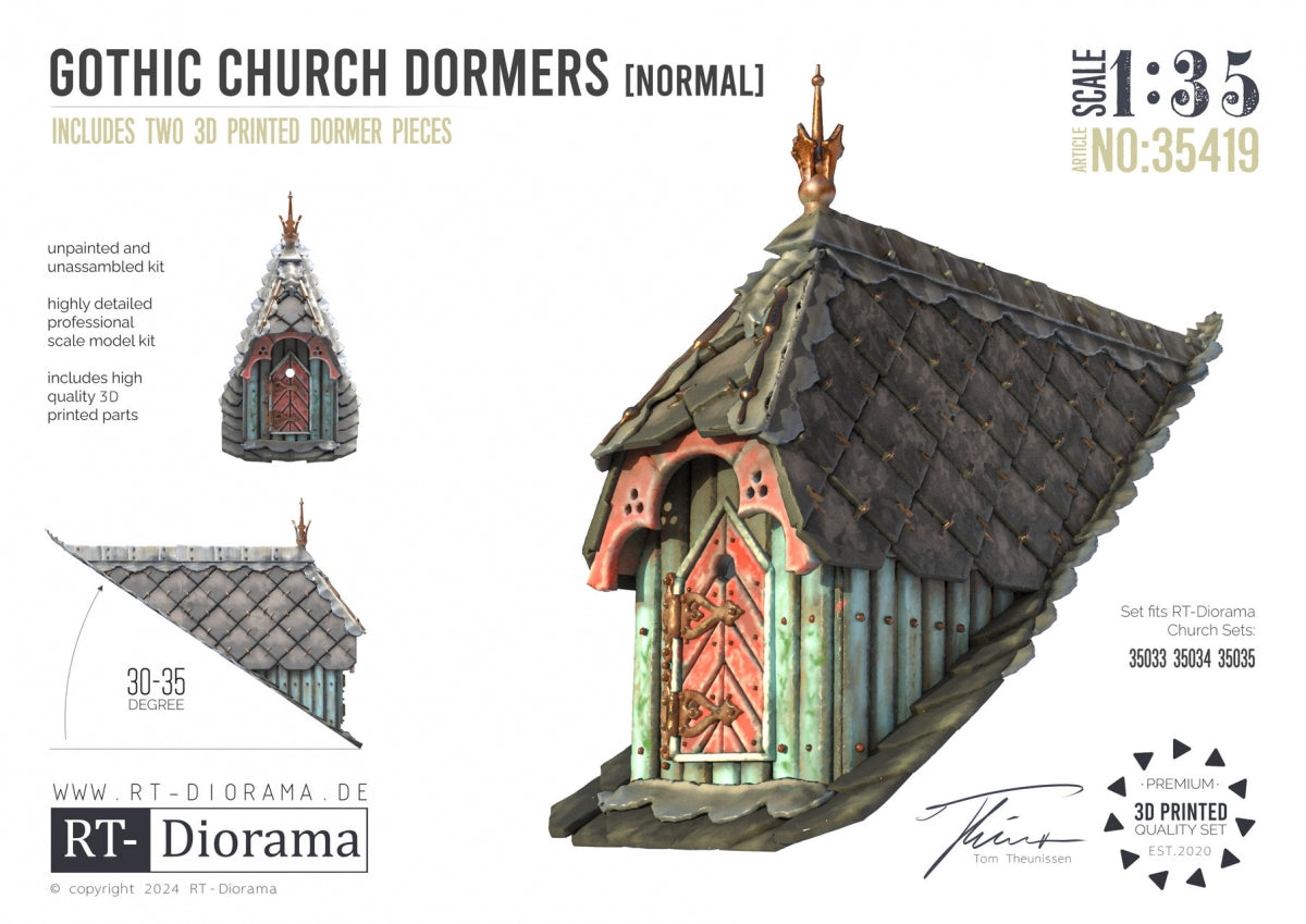 RT-Diorama 35419 Lucarnes d'église gothique normales [~30-35°] 1/35 