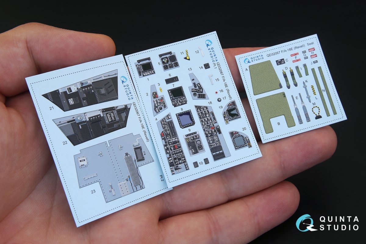 Intérieur imprimé en 3D et coloré sur papier décalcomanie Quinta Studio QD32067 F/A-18E (pour maquette Revell) 1/32 – imagen 2