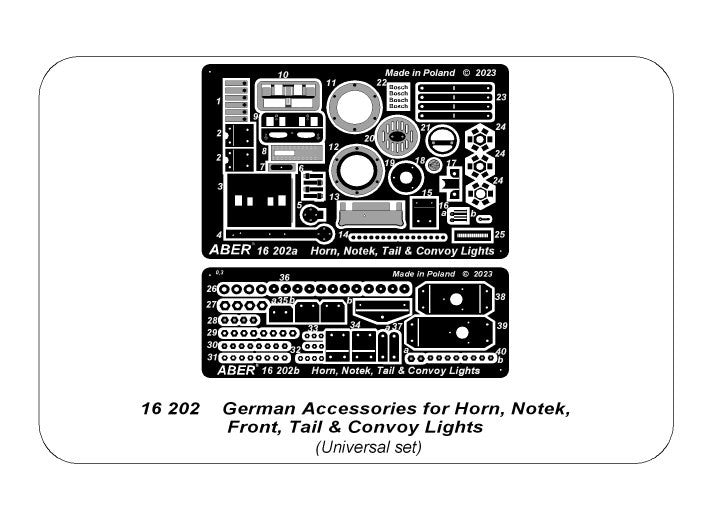 Accessoires allemands Aber 16202 pour klaxon, klaxon arrière, feux de convoi avant et arrière 1/16 – immagine 3