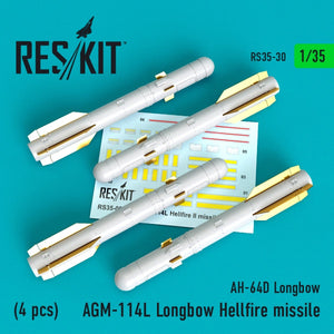 RESKIT RS35-0030 MISSILES HELLFIRE À ARC LONG (4 PIÈCES) 1/35