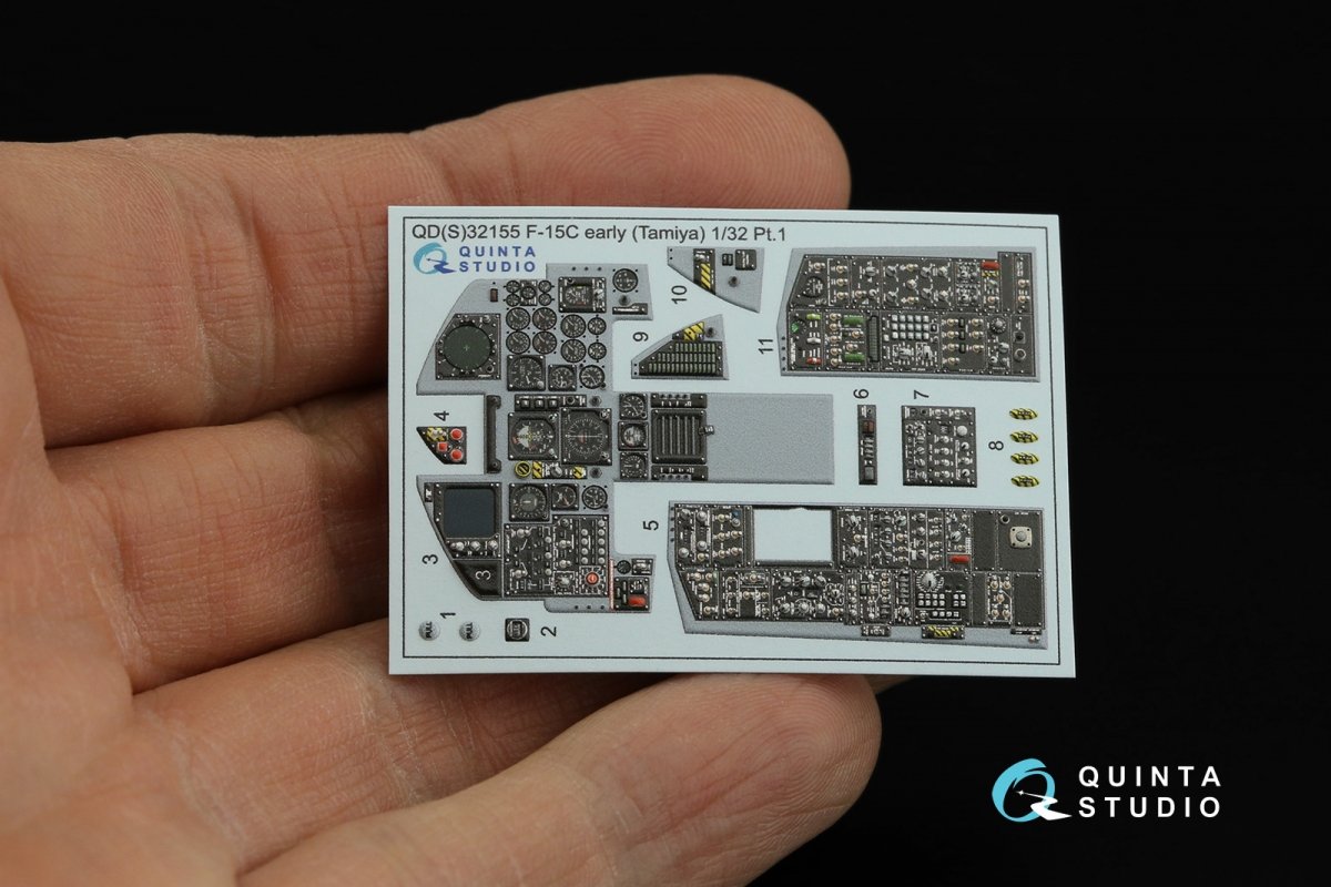 Intérieur imprimé en 3D et coloré sur papier décalcomanie pour F-15C Early/F-15A/F-15J Early (Tamiya) (petite version) Quinta Studio QDS-32155 – image 12