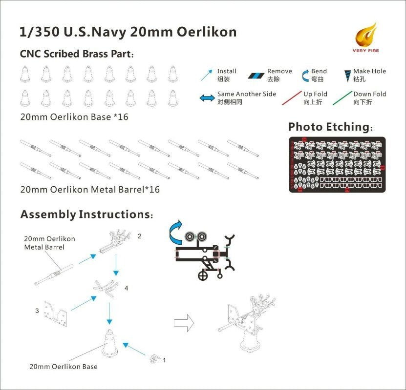 Canons Very Fire USS07 USNavy 20mm Oerlikon (16 exemplaires) 1/350 – immagine 2