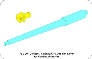 Aber 72L-20 75mm KwK40L/48 gun barrel for Panzer IV Ausf.H / German 75mm KwK 40 L/48 gun barrel for Pz.Kpfw. IV Ausf.H 1/72 – image 4