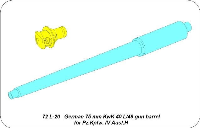 Aber 72L-20 75mm KwK40L/48 gun barrel for Panzer IV Ausf.H / German 75mm KwK 40 L/48 gun barrel for Pz.Kpfw. IV Ausf.H 1/72 – image 4