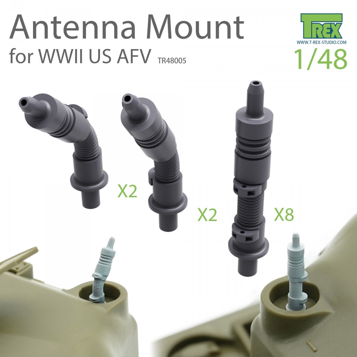 Kit de montage d&amp;#39;antenne T-Rex Studio TR48005 pour véhicules blindés américains de la Seconde Guerre mondiale à l&amp;#39;échelle 1/48