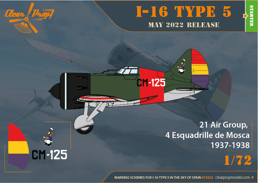 Clear Prop! CP72023 I-16 Type 5 Dans le ciel d&amp;#39;Espagne KIT DE DÉMARRAGE 1/72  – imagen 11