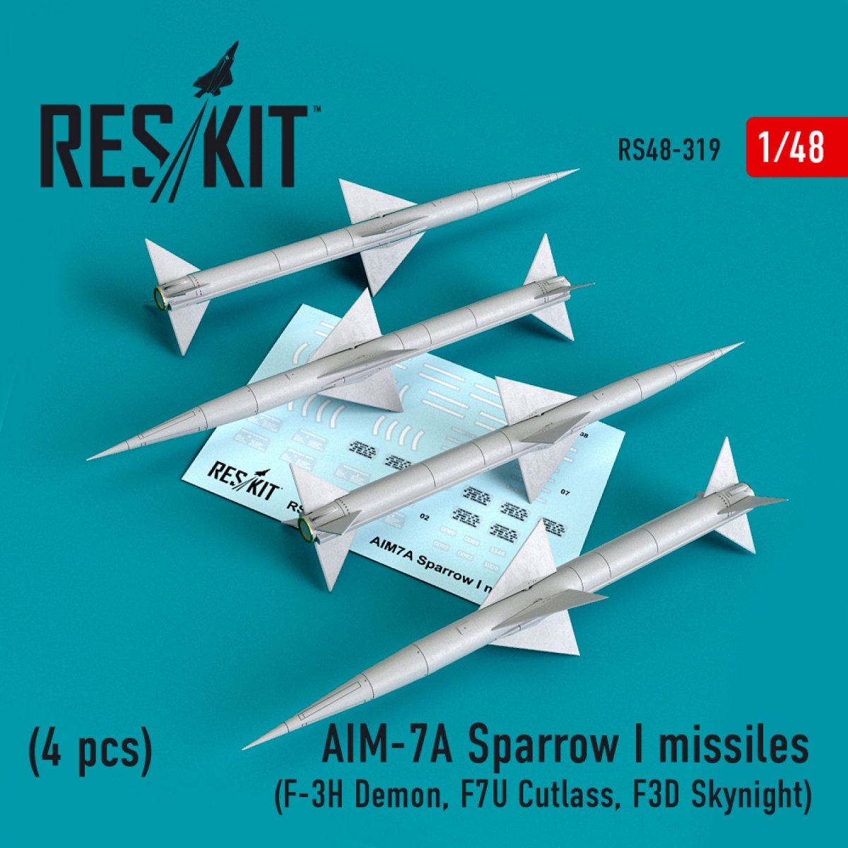 RESKIT RS48-0319 AIM-7A SPARROW ET MISSILES (4 PIÈCES) 1/48