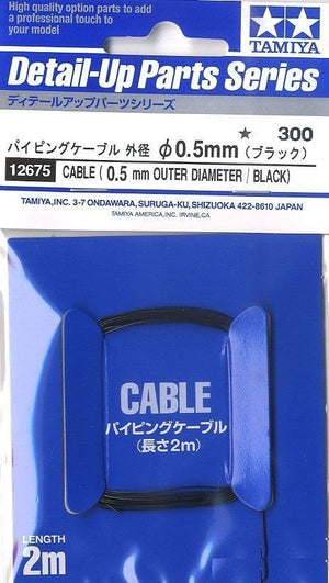 Câble Tamiya 12675, diamètre extérieur 0,5 mm, noir, longueur 2 m
