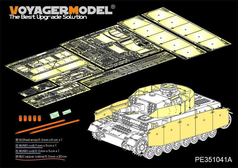 Maquette Voyager PE351041A, char allemand Pz.Kpfw.IV Ausf.F1 (production tardive), version B de base, munitions incluses (pour Border BT-003), échelle 1/35 