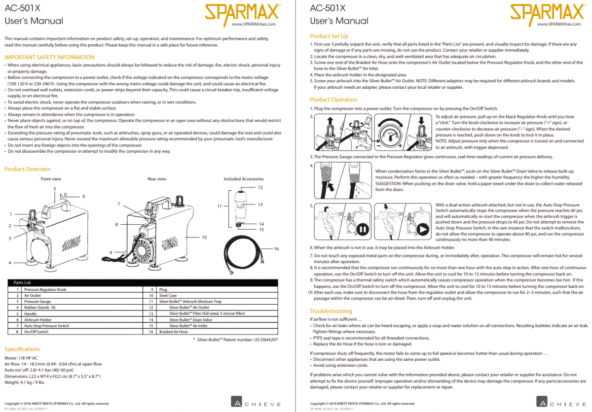 Sparmax AC501X Mini Air Compressor With 2m Hose – zdjęcie 2