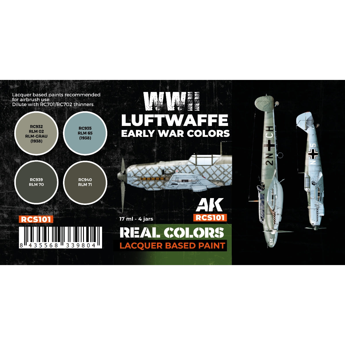 AK Interactive RCS101 Couleurs du début de la Luftwaffe (Seconde Guerre mondiale) 4 x 17 ml – Bild 2