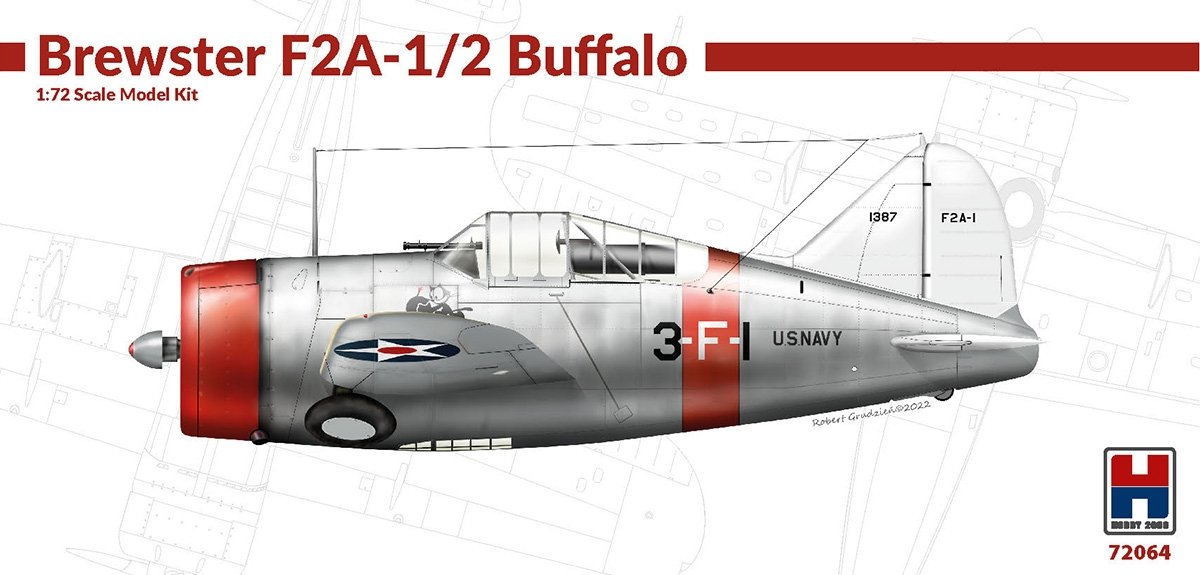 Hobby 2000 72064 Brewster F2A-1/2 Buffalo (HASEGAWA + CARTOGRAF + MASQUES) 1/72