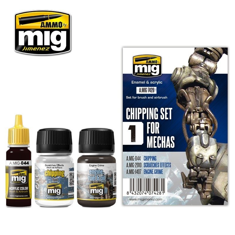 Munitions Mig Jimenez 7428, kit de broyage pour mechas, 3 x 35 ml