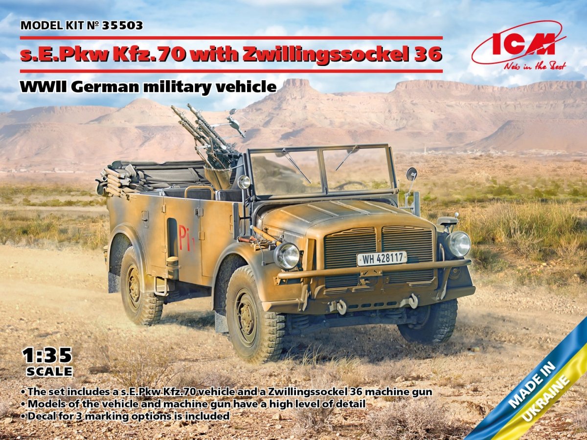 ICM 35503 sEPkw Kfz.70 avec Zwillingssockel 36 Véhicule militaire allemand de la Seconde Guerre mondiale 1/35
