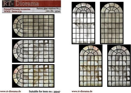 Accessoires imprimés RT-Diorama 35740 : Vitrages d&amp;#39;usine n° 4 1/35