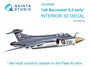 Quinta Studio QD48368 Buccaneer S.2 (première génération) - Intérieur imprimé en 3D et coloré sur papier décalcomanie (Airfix) 1/48