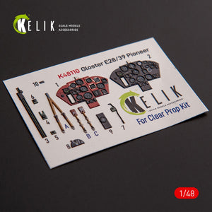 KELIK K48110 Gloster E28/39 Pioneer - décalcomanies 3D intérieures pour kit ClearProp 1/48