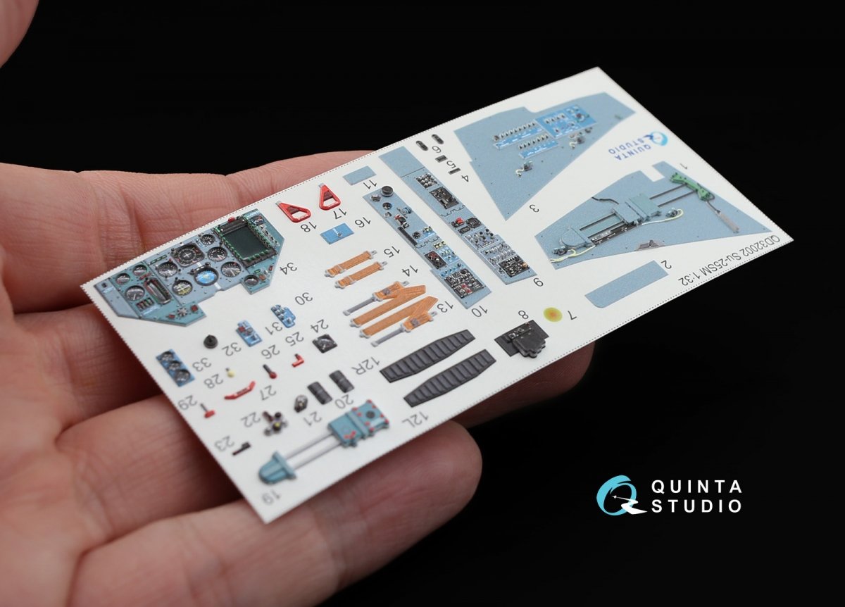 Intérieur imprimé en 3D et coloré sur papier décalcomanie Quinta Studio QD32002 Su-25SM (pour maquette Trumpeter) 1/32 – immagine 3