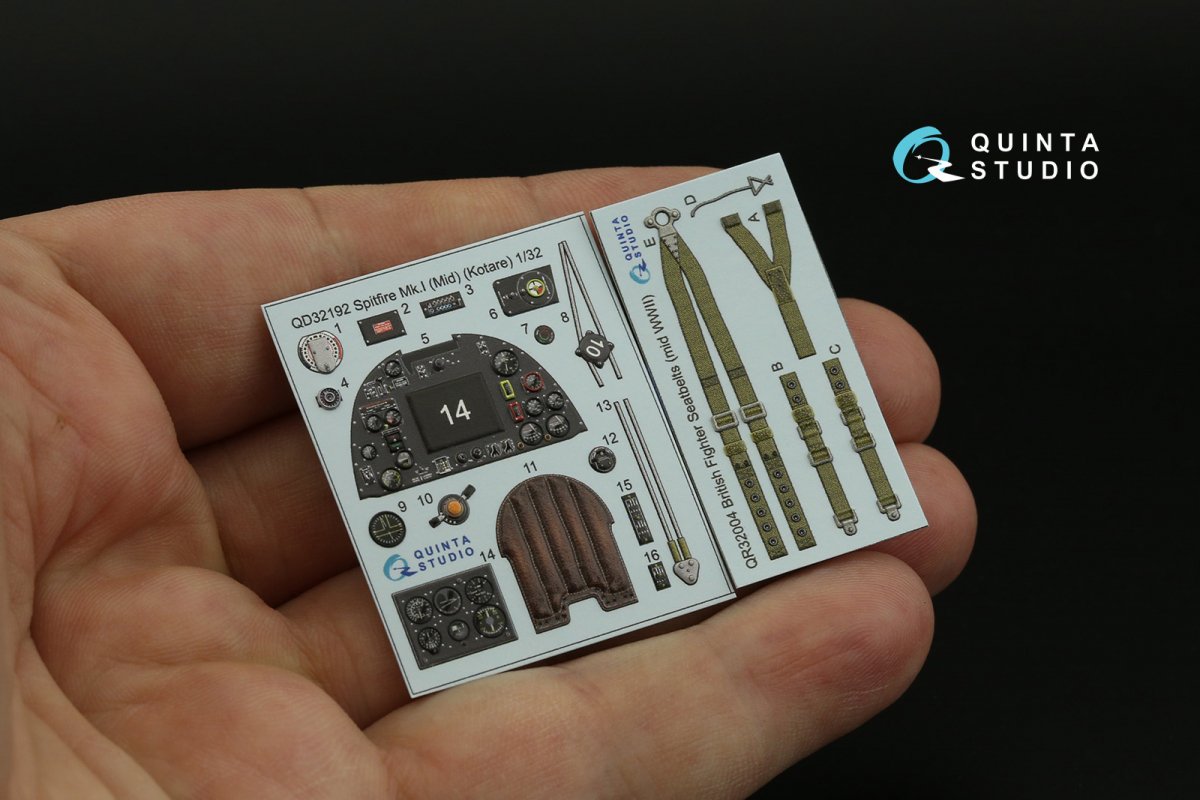 Intérieur imprimé en 3D et coloré sur papier décalcomanie (Kotare) pour Spitfire Mk.1 (Mid) de Quinta Studio QD32192, échelle 1/32 – Bild 9