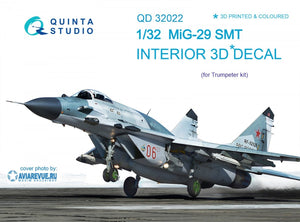 Intérieur imprimé en 3D et coloré sur papier décalcomanie Quinta Studio QD32022 MiG-29SMT (pour maquette Trumpeter) 1/32