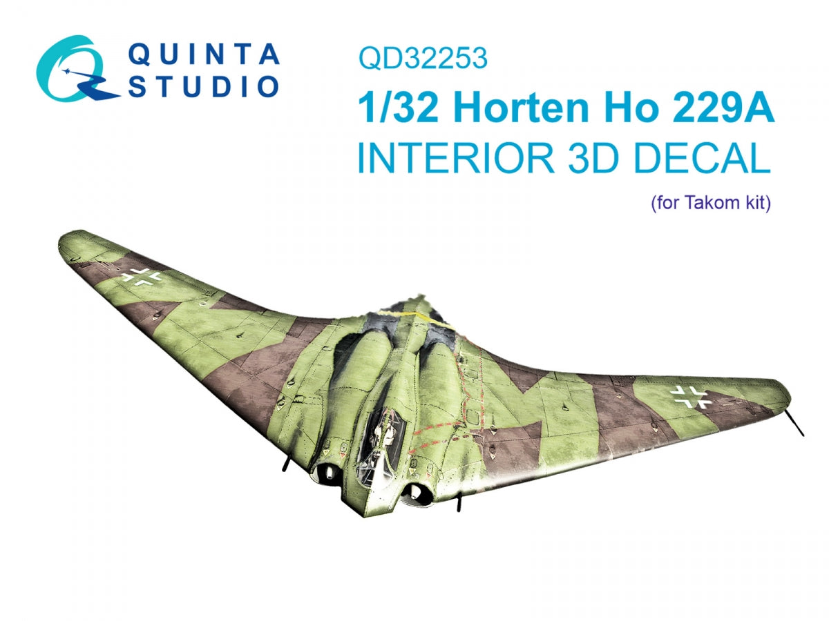 Intérieur imprimé en 3D et coloré sur papier décalcomanie (Takom) Quinta Studio QD32253 Horten Ho 229A 1/32