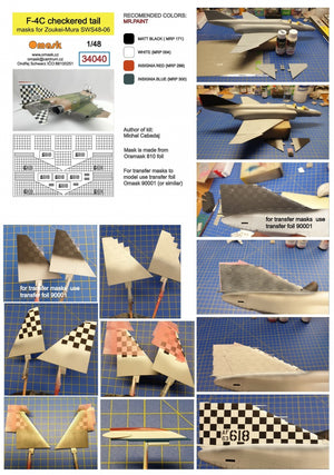 Masques de queue à damier Omask 34040 pour F-4C Zoukei-Mura SWS48-06 1/48 – immagine 2
