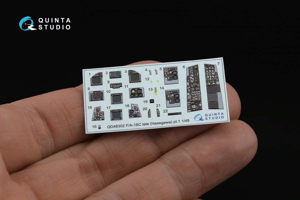 Intérieur imprimé en 3D et coloré sur papier décalcomanie Quinta Studio QD48302 F/A-18C (Hasegawa) au 1/48 – image 6