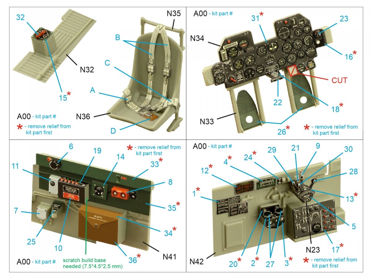 Intérieur imprimé en 3D et coloré sur papier décalcomanie Quinta Studio QD32136 P-47D Razorback (Trumpeter) 1/32 – image 10