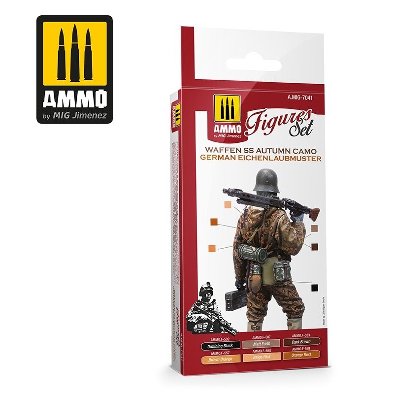 Munitions du Mig Jimenez 7041 WAFFEN SS Autumn Camo. Coffret Einchenlaubmuster allemand 6x17ml – image 2
