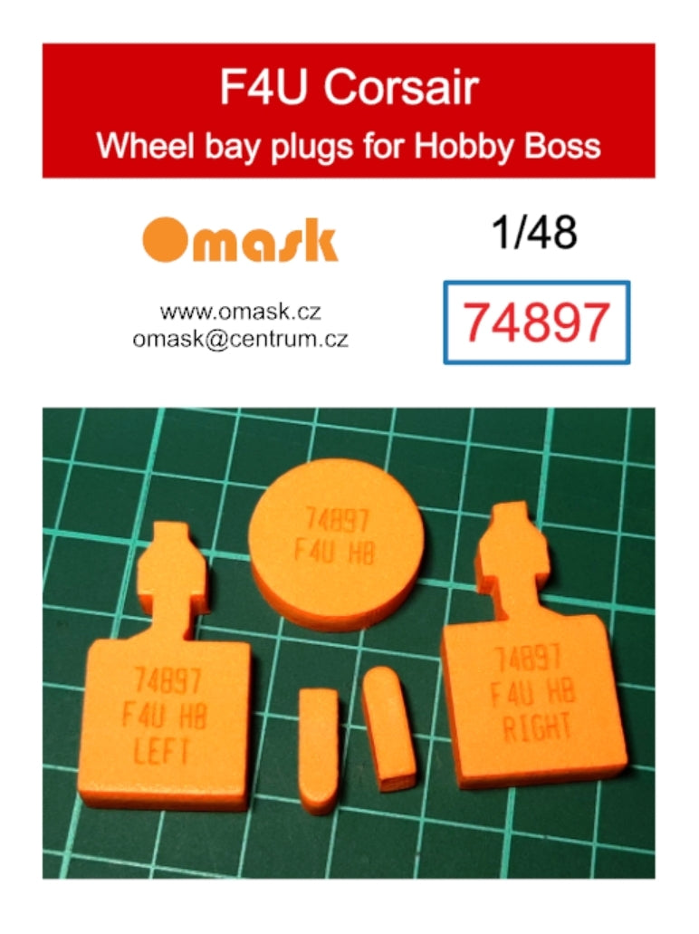 Bouchons de puits de train d'atterrissage Omask 74897 pour F4U Corsair (pour Hobby Boss) 1/48