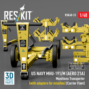RESKIT RSK48-0023 US NAVY MHU-191/M (AERO 21A) Transporteur de munitions (avec adaptateurs pour missiles) (Flotte de porte-avions) (Maquette imprimée en 3D) 1/48 – immagine 4