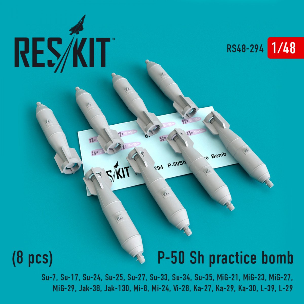 RESKIT RS48-0295 P-50 SH BOMBES D'ENTRAÎNEMENT (8 PIÈCES) 1/48