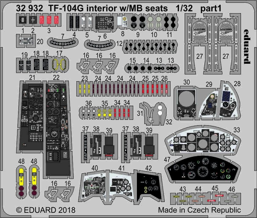 Intérieur Eduard 32932 TF-104G avec sièges MB ITALERI 1/32  – imagen 2