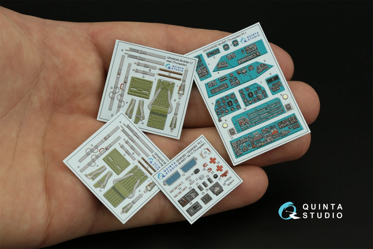 Intérieur imprimé en 3D et coloré sur papier décalcomanie Quinta Studio QD48382 Mi-8MT (Trumpeter) 1/48 – imagen 4