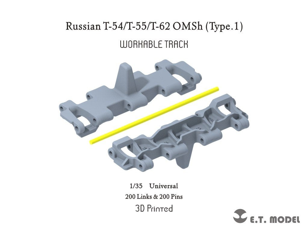 ET Model P35-054 Char russe T-54/T-55/T-62 Chenilles fonctionnelles OMSh Type 1 (Impression 3D) 1/35