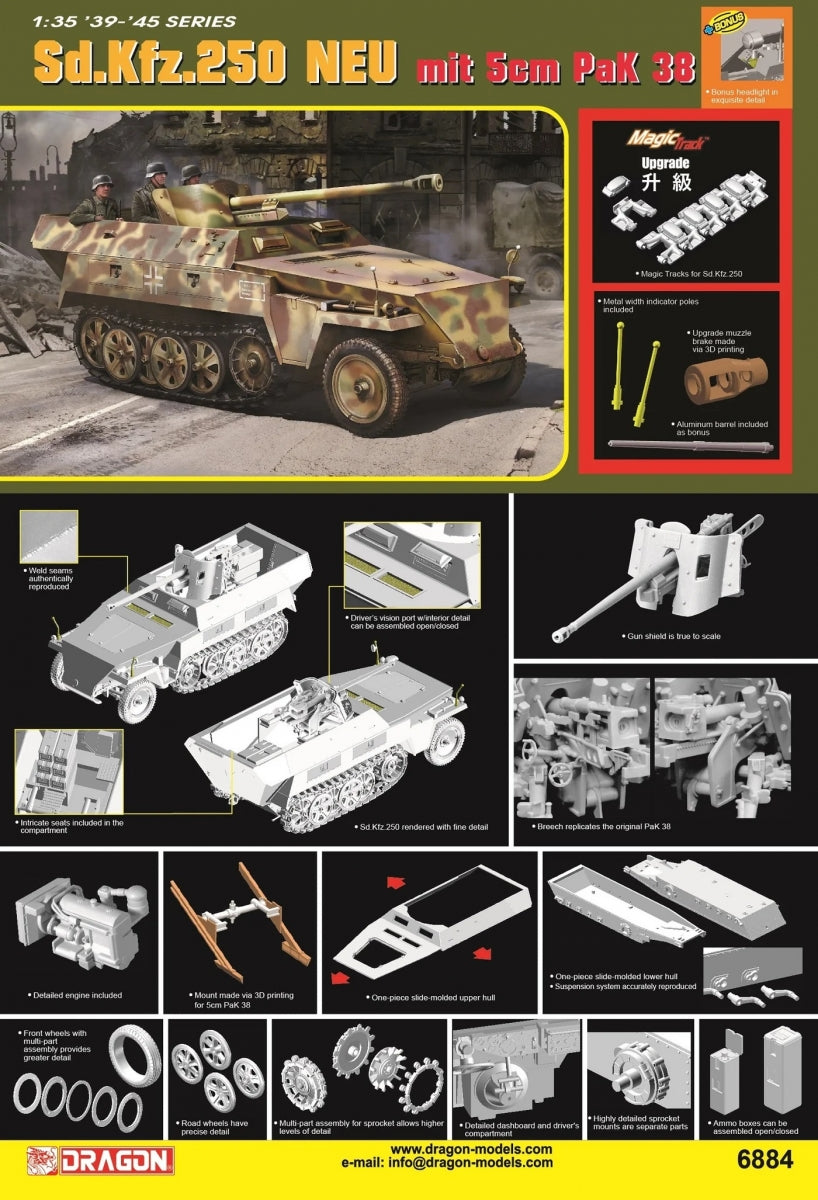 Dragon 6884 Sd.Kfz. 250 NEU avec 5cm Paquet 38 1/35 