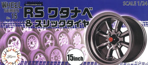 Roue Fujimi 193564 Série n° 15 RS Watanabe et pneu slick 15 pouces 1/24