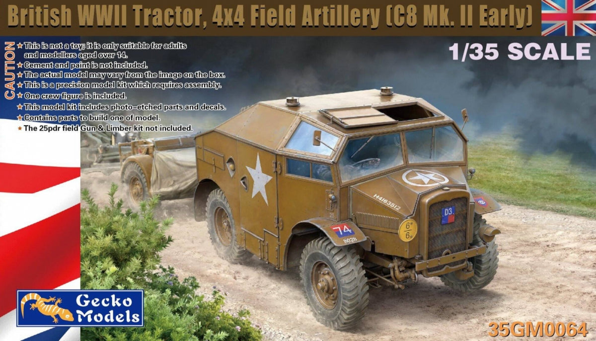 Maquette Gecko Models 35GM0064 Tracteur britannique de la Seconde Guerre mondiale, 4x4, artillerie de campagne (C8 Mk.II Early) 1/35