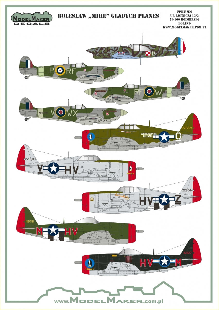 ModelMaker Decals D48182 Boleslaw &amp;quot;Mike&amp;quot; Gladych Planes 1/48