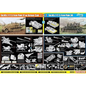 Dragon 6953 Sd.Kfz.7/2 3,7 cm Flak37 avec cabine blindée x Sd.Kfz.7/2 3,7 cm Flak36 (2 en 1) 1/35 – image 2