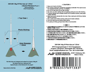 HobbyDecal MT32015V1 Mig-29 jeu de tubes de Pitot 1/32 – immagine 2