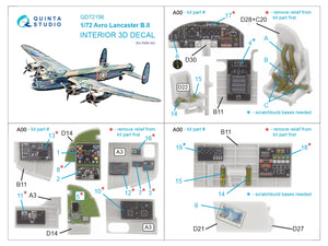 Intérieur coloré imprimé en 3D sur papier décalcomanie pour Avro Lancaster B.II (Airfix) - Quinta Studio QD72156 - Échelle 1/72 – image 2