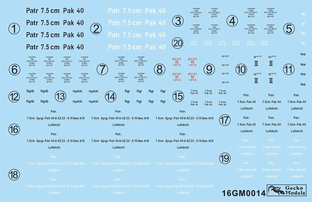 Gecko Models 16GM0014 Coffret de munitions Pak 40 de 7,5 cm allemand avec obus, échelle 1/16 – immagine 2