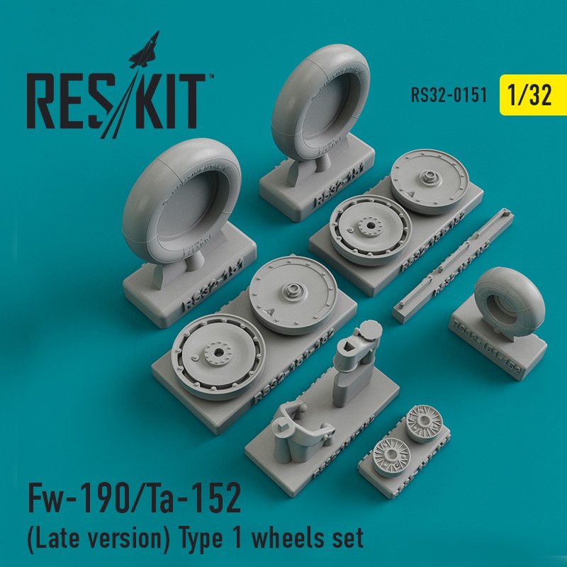 RESKIT RS32-0151 Fw-190/Ta-152 (Version tardive) Jeu de roues Type 1 1/32